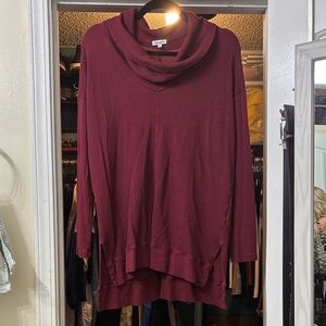 Splendid Wine Cowl Neck Sweater